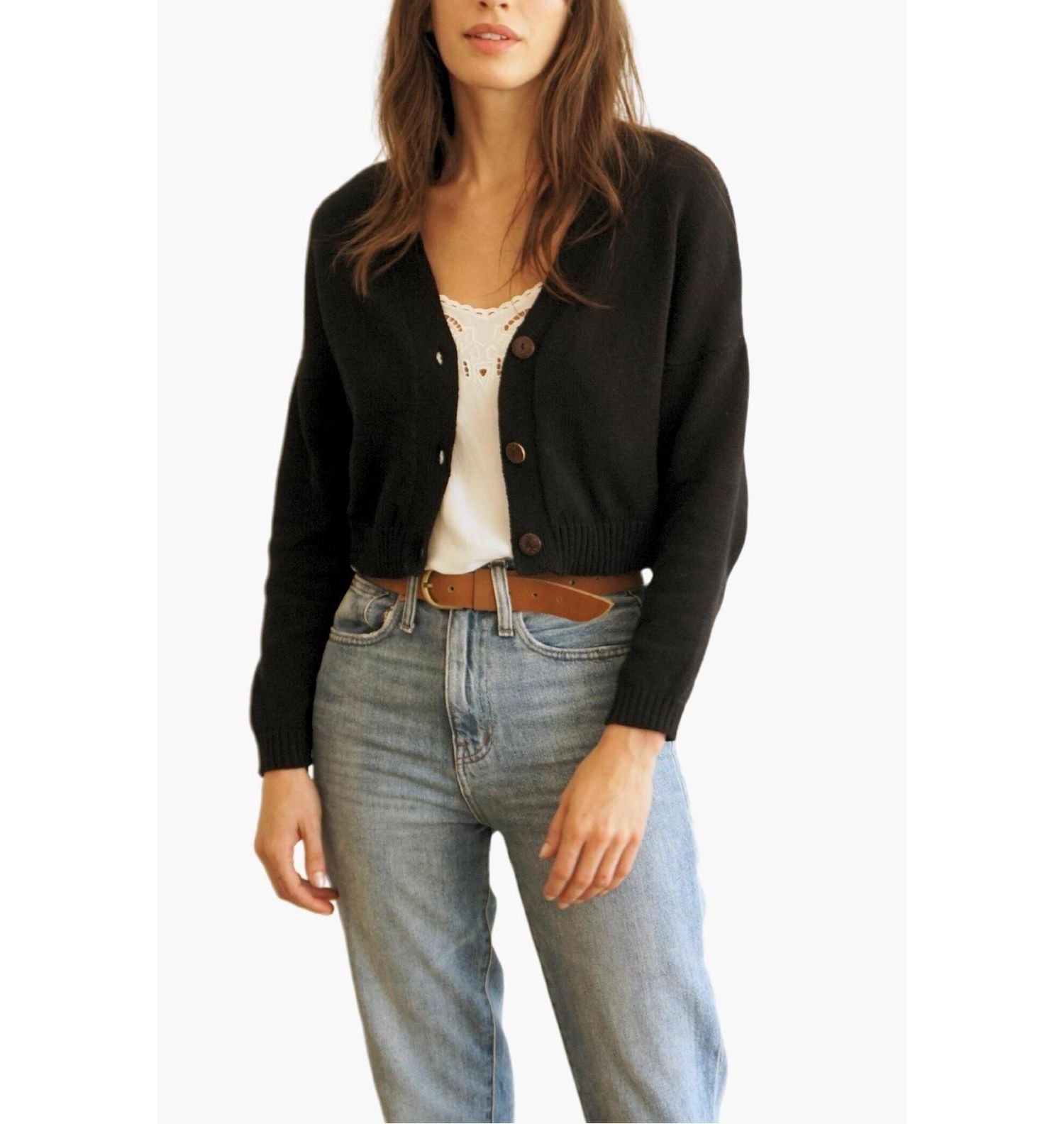 Women's Cotton Diana Crop Cardigan Sweater