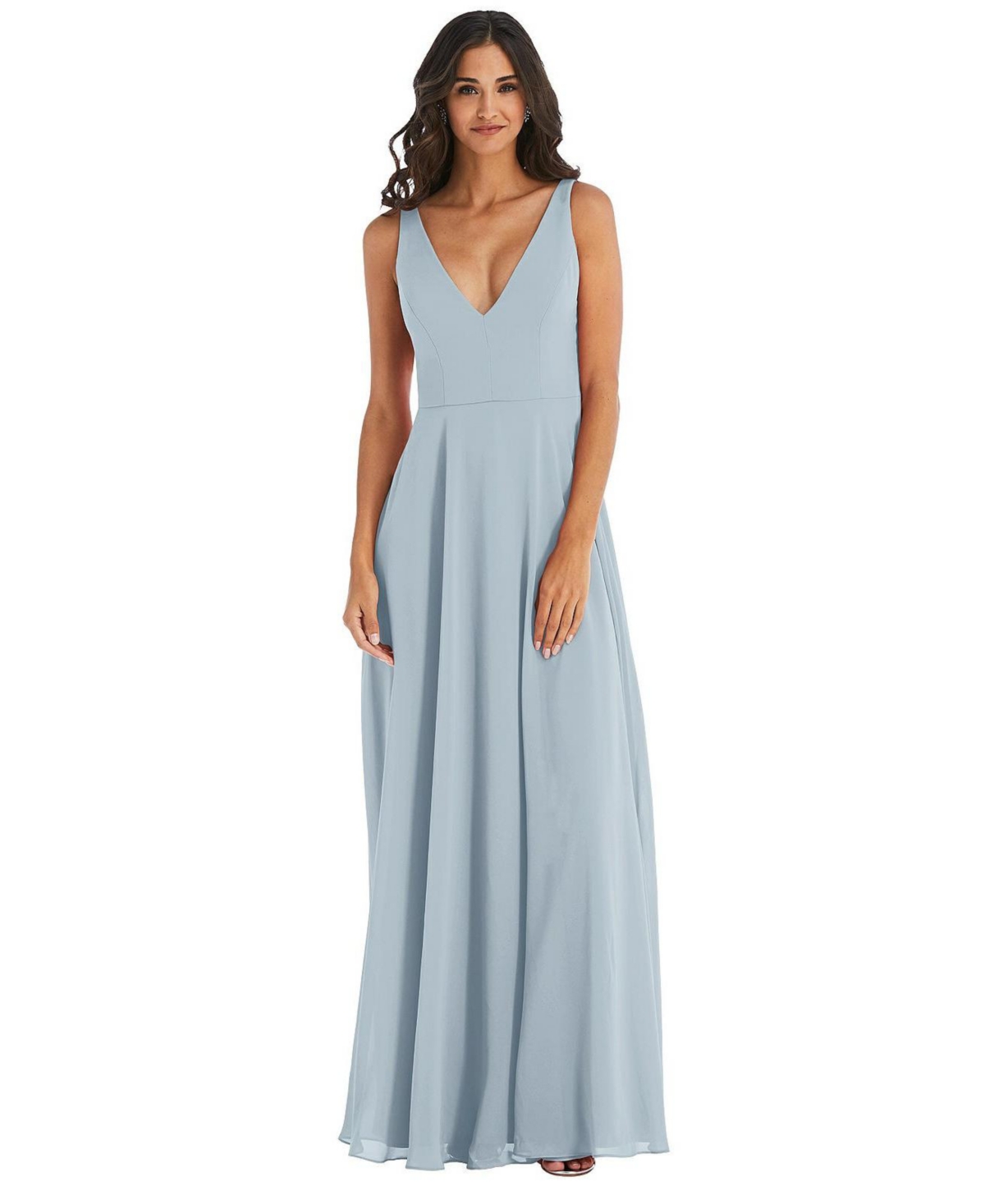 Women's Deep V-Neck Chiffon Maxi Dress