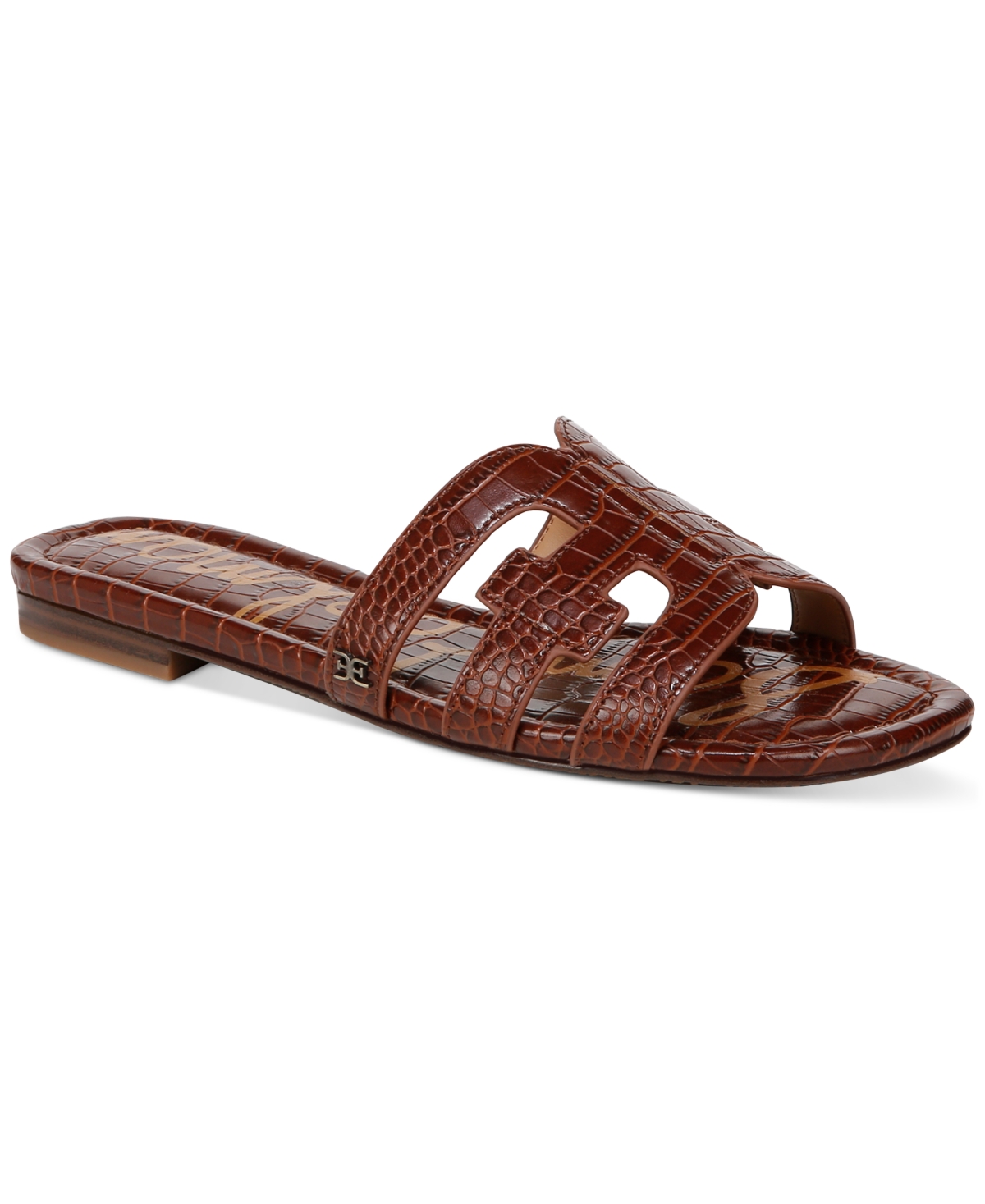 Sam Edelman Women's Bay Slip-on Flat Sandals In Spiced Rum Croco Leather