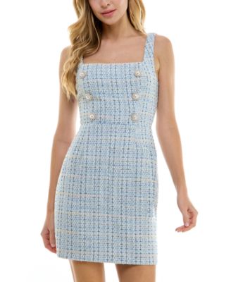 City Studios Juniors Square Neck Boucle Sheath Dress Macy s