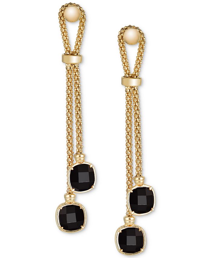 Macy s Lapis Lazuli Double Chain Drop Earrings in 14k Gold Plated