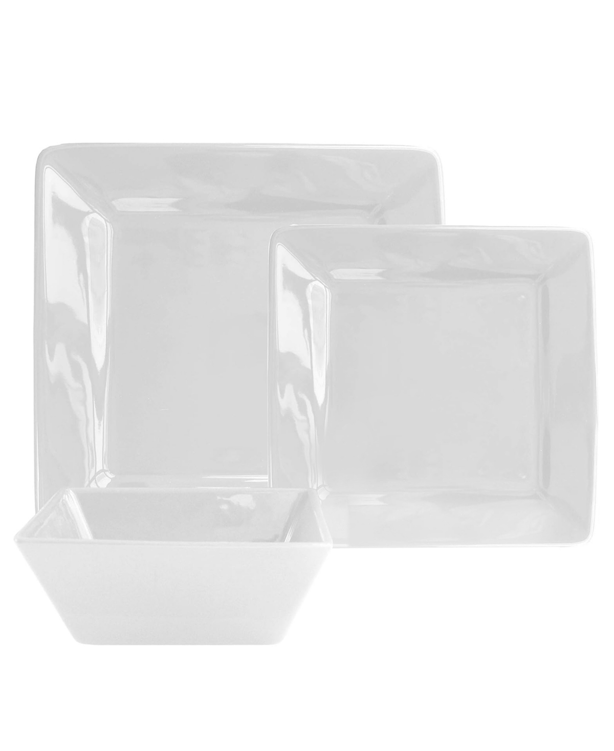 Kingsley Casual Square 12-Piece Dinnerware Set, Service for 4 - White