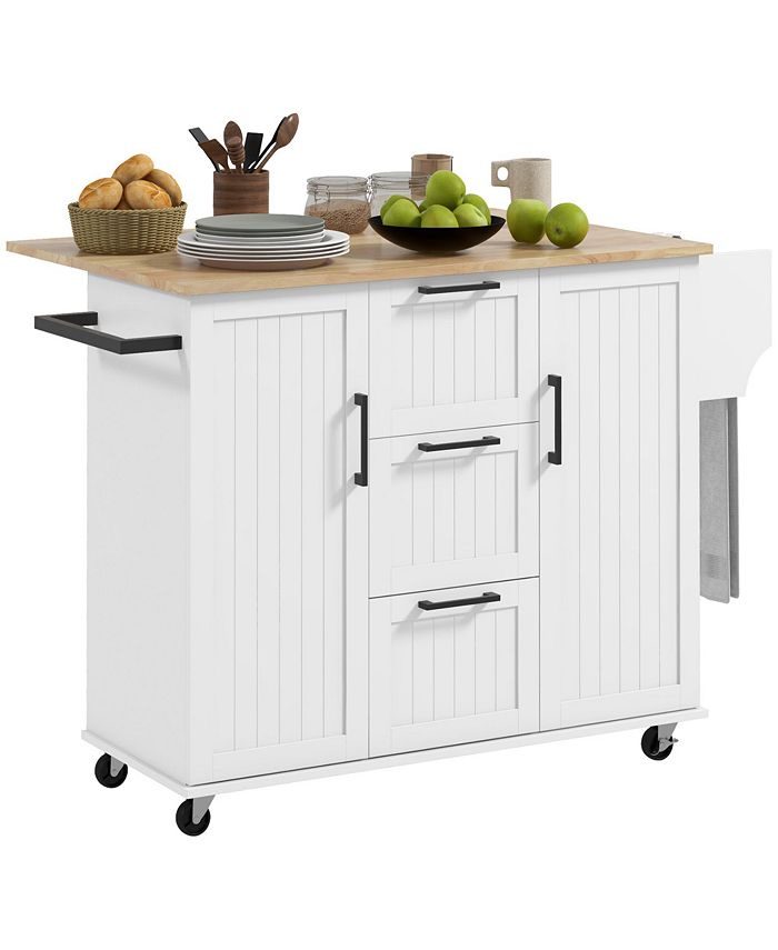 Kitchen Island on Wheels, Kitchen Cart with Drop Leaf, White Macy's