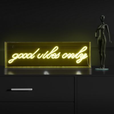 Good Vibes Only Contemporary Glam Acrylic Box USB Operated LED Neon Light