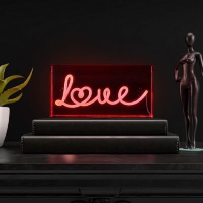 Love Contemporary Glam Acrylic Box USB Operated LED Neon Light