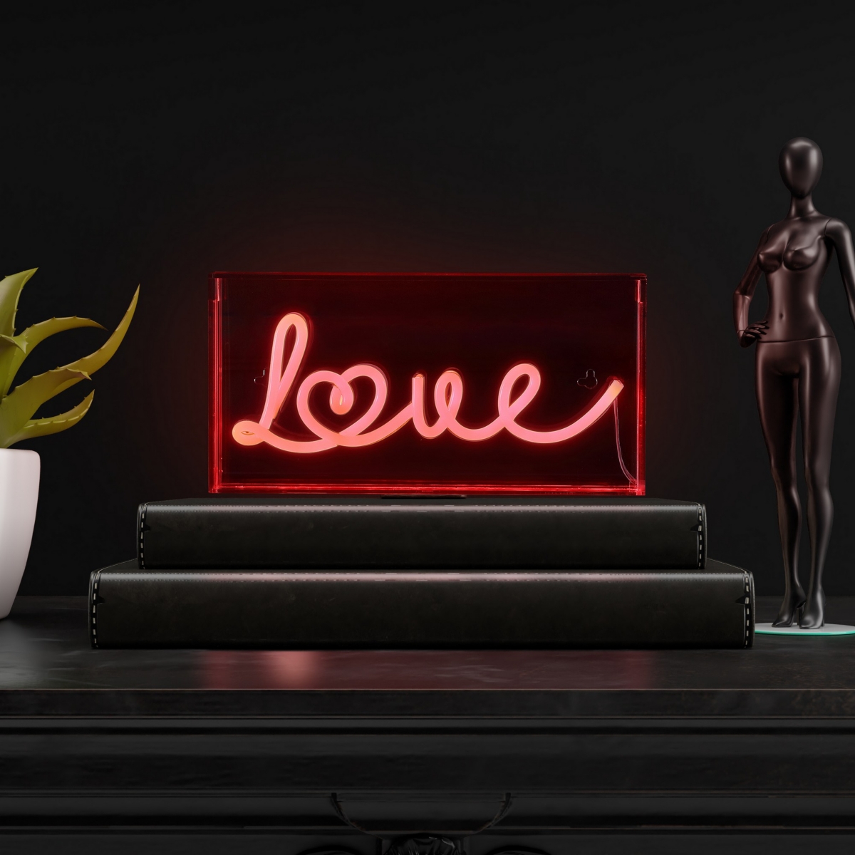 Jonathan Y Love Contemporary Glam Acrylic Box Usb Operated Led Neon Light