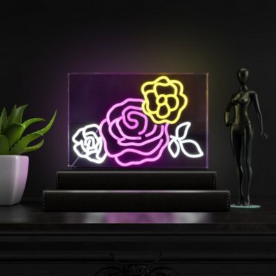 Crowd Of Roses Contemporary Glam Acrylic Box USB Operated LED Neon Light