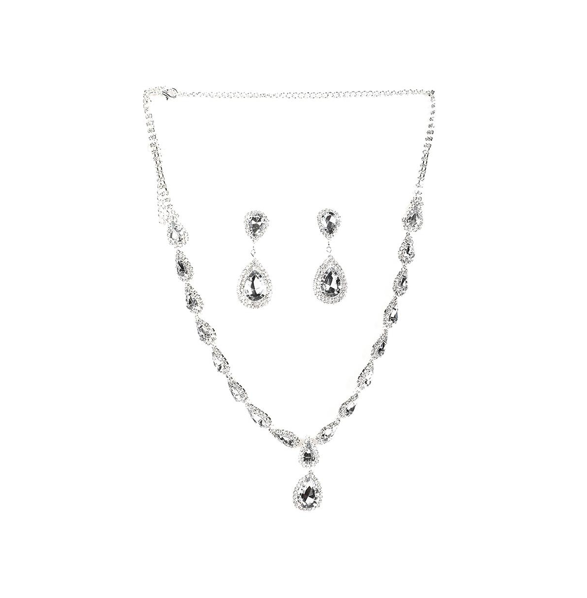 Sohi Women's Silver Bling Stone Jewelry Set