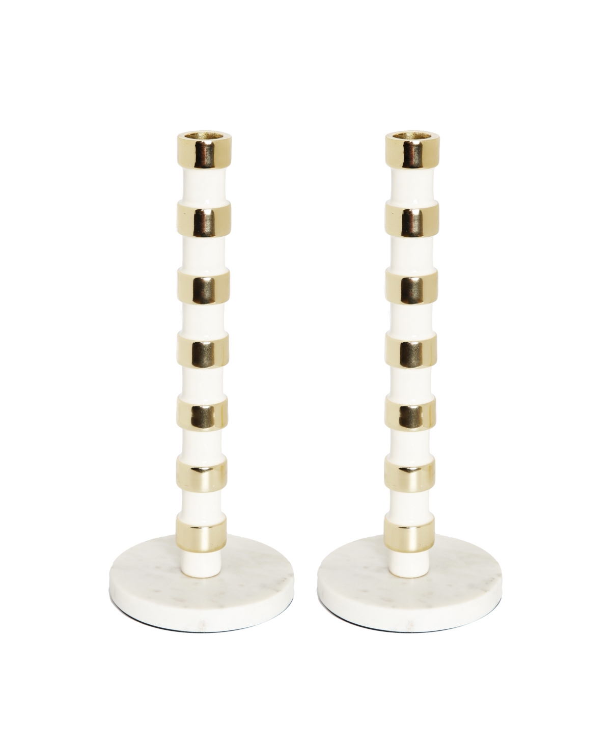 Classic Touch Gold-Tone Taper Candle Holder on Marble Base, H