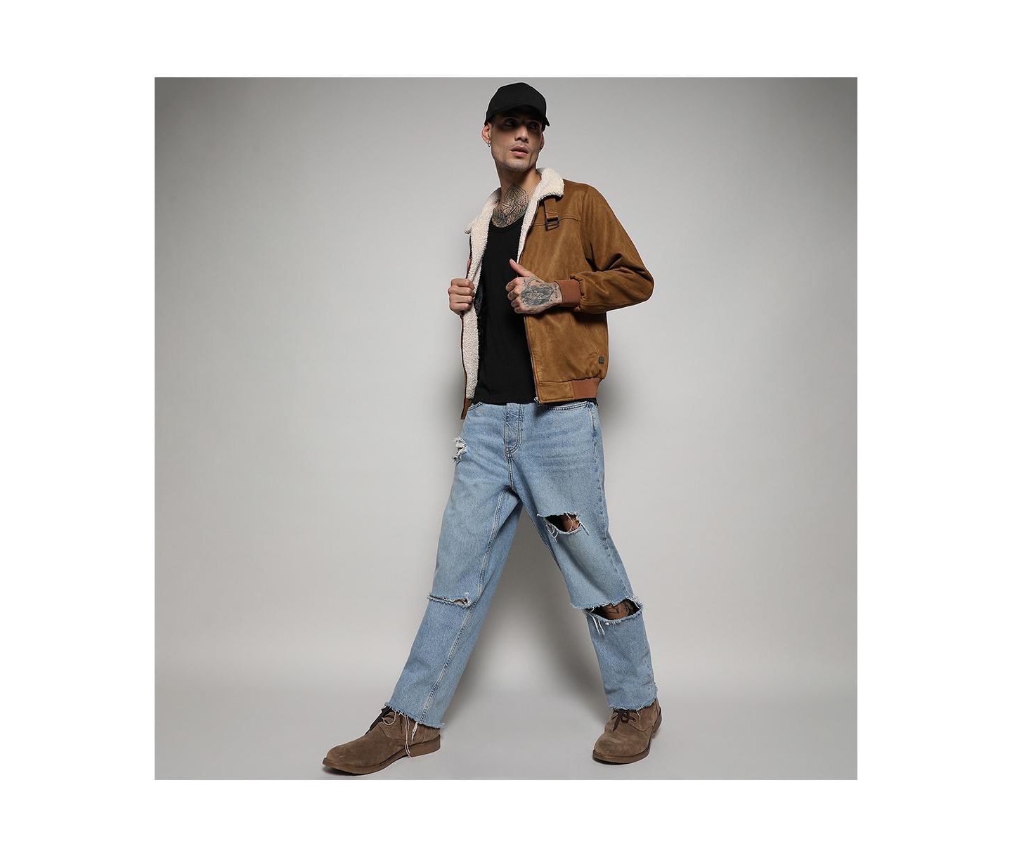 Мужская куртка Cahoot Brown Zip-Front With Fleece Detail, цвет: Коричневый — фото 3