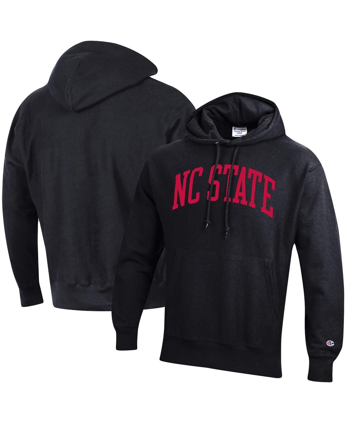 Shop Champion Men's  Black Nc State Wolfpack Team Arch Reverse Weave Pullover Hoodie