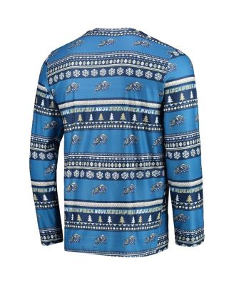 Men's Navy Navy Midshipmen Ugly Sweater Long Sleeve T-shirt and Pants Sleep Set