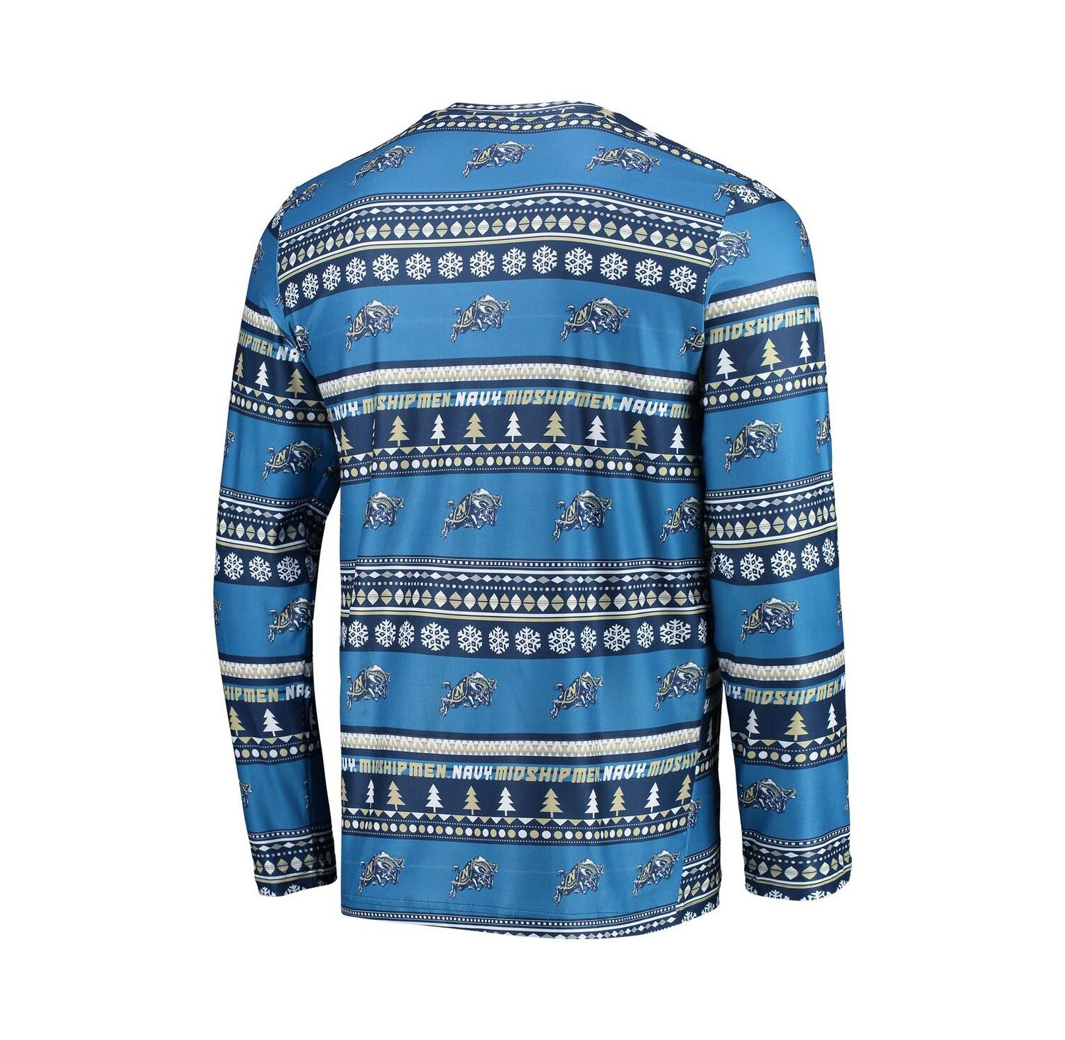 Men's Navy Navy Midshipmen Ugly Sweater Long Sleeve T-shirt and Pants Sleep Set