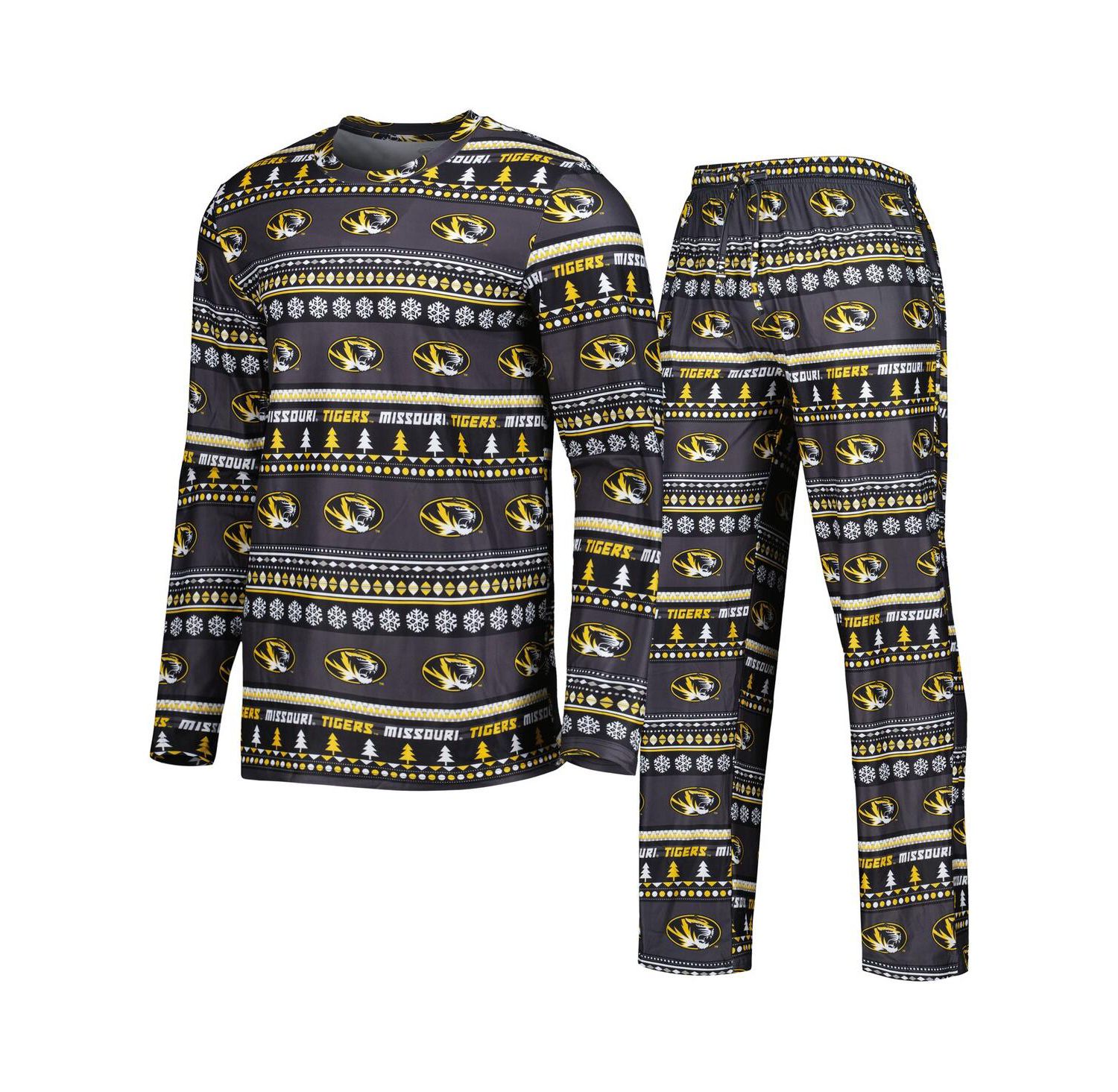 Men's Black Missouri Tigers Swivel Long Sleeve T-shirt and Pants Sleep Set