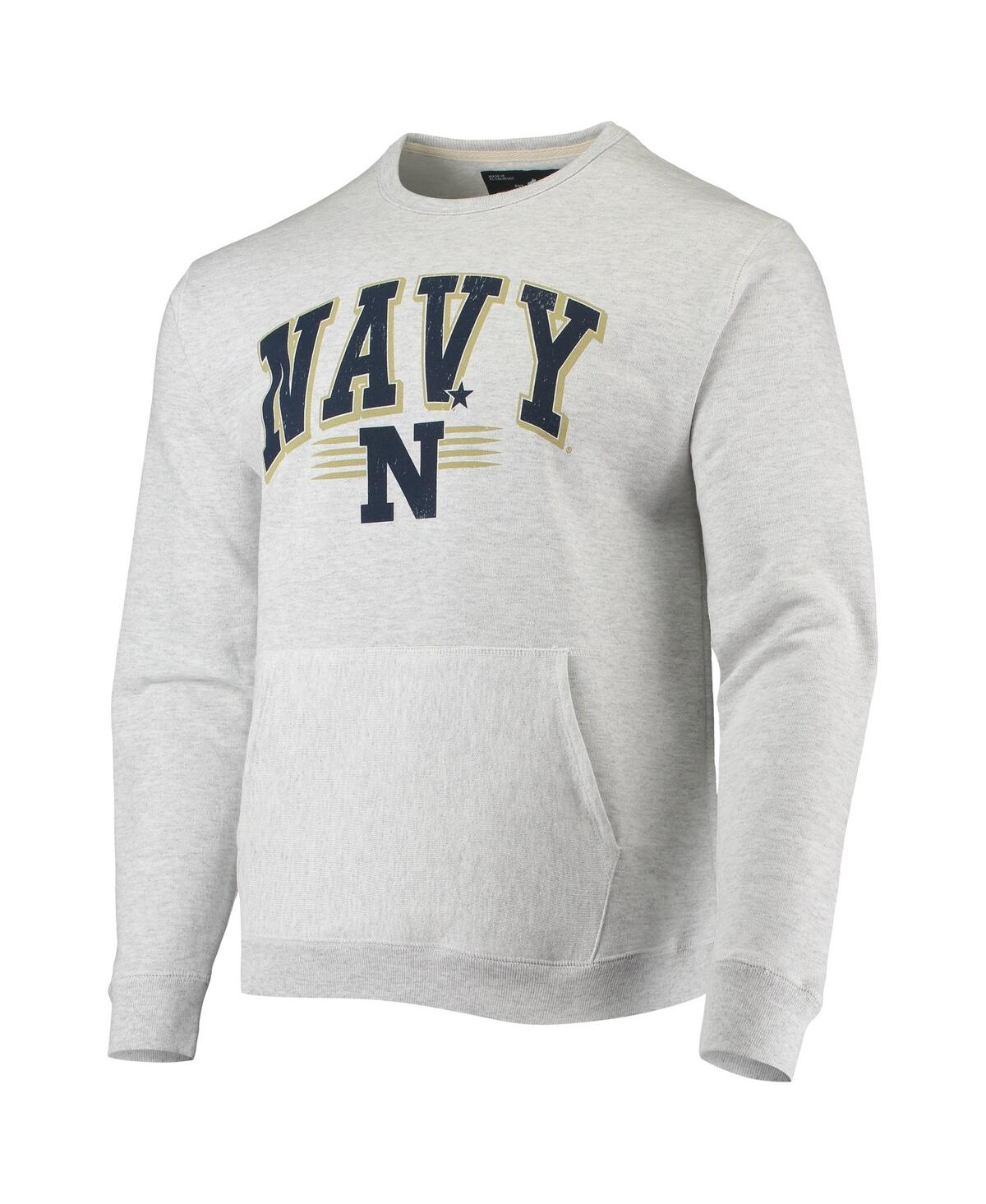 Men's League Collegiate WearDistressed Navy Midshipmen Upperclassman Pocket Pullover Sweatshirt - Heathered Gray