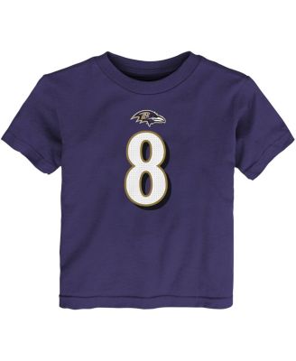 Toddler Boys and Girls Lamar Jackson Purple Baltimore Ravens Player Name and Number T-shirt