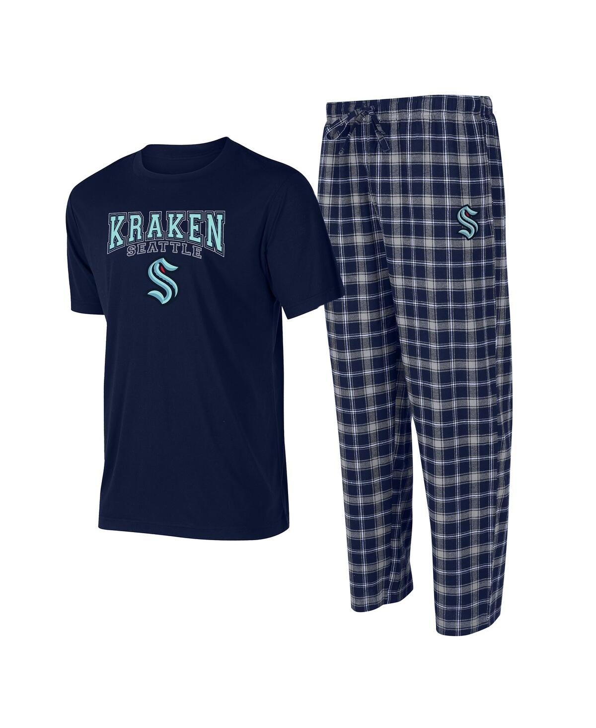 Men's Concepts Sport Navy, Gray Seattle Kraken Arctic T-shirt and Pajama Pants Sleep Set - Navy, Gray