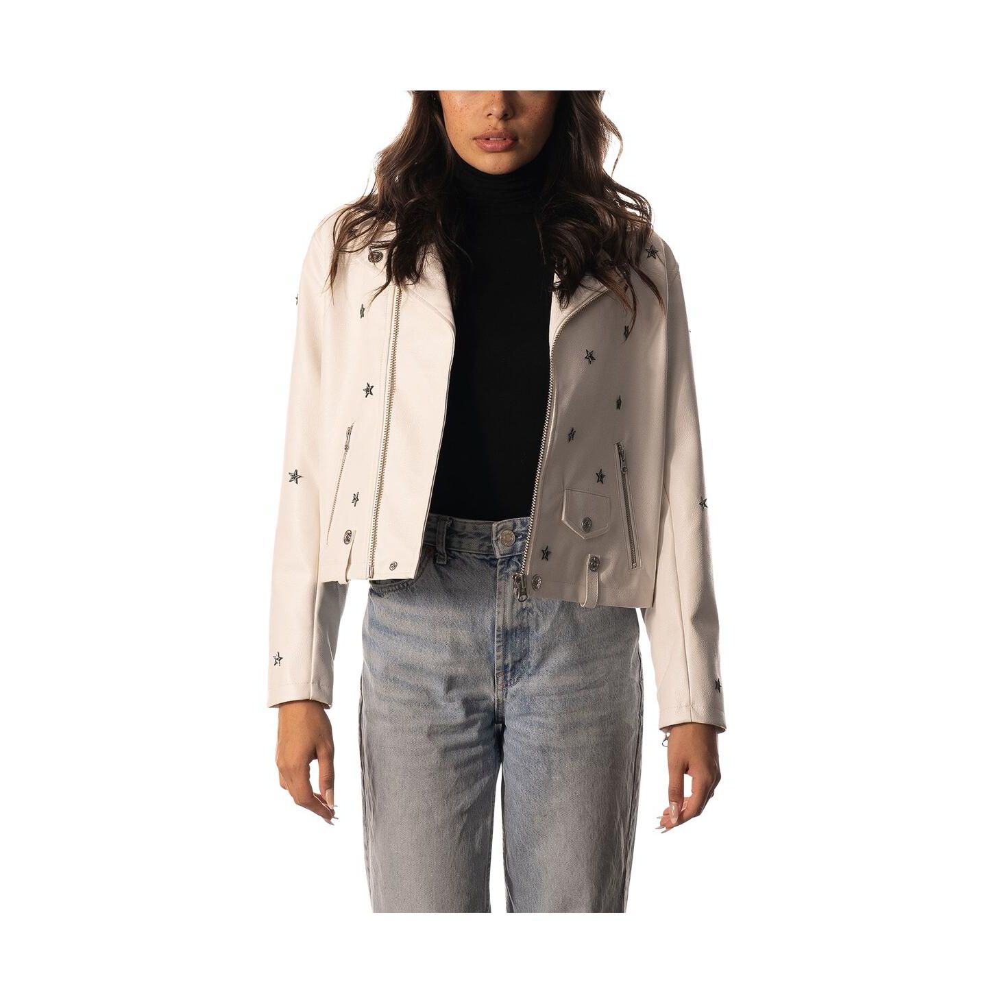 Женская куртка The Wild Collective White Dallas Cowboys Faux Leather Full-Zip Racing — фото 1