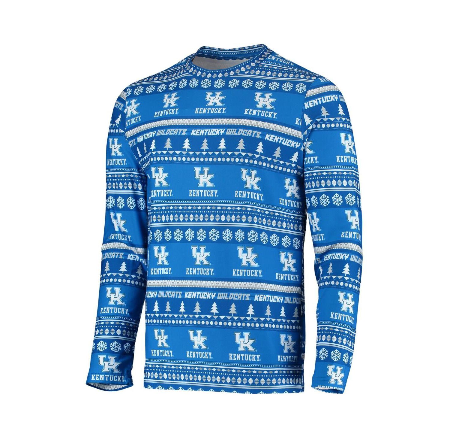 Men's Royal Kentucky Wildcats Ugly Sweater Knit Long Sleeve Top and Pant Set