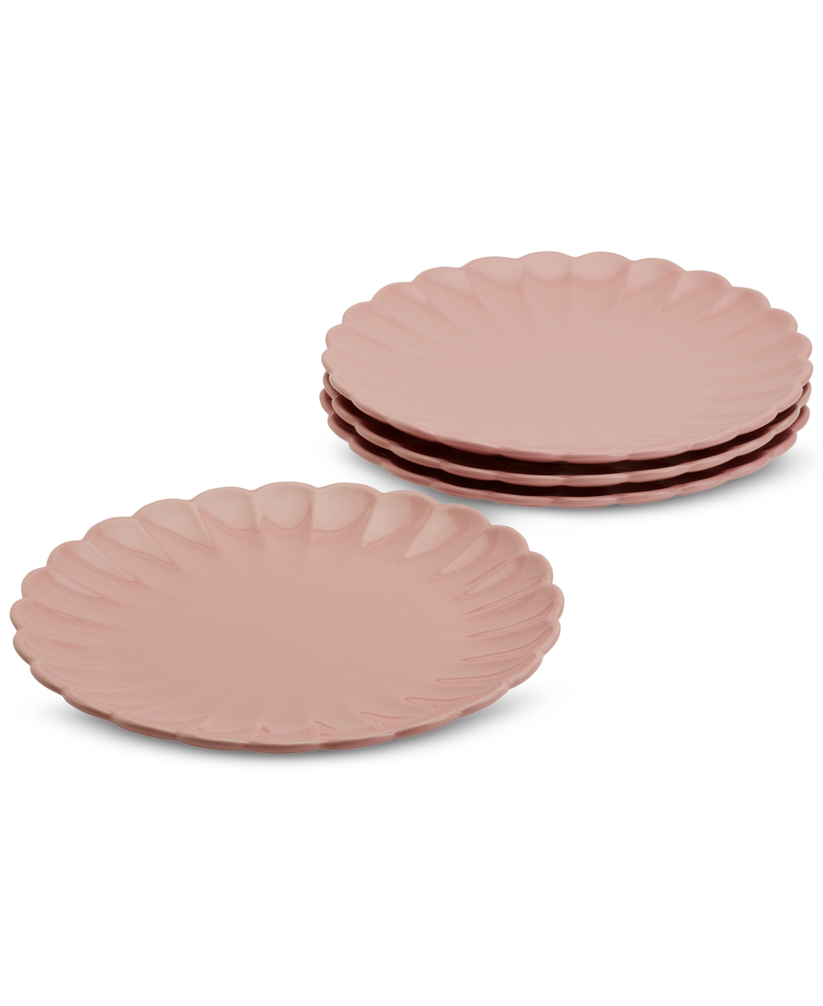 Pink Scalloped Dinner Plates, Set of 4 - Pink