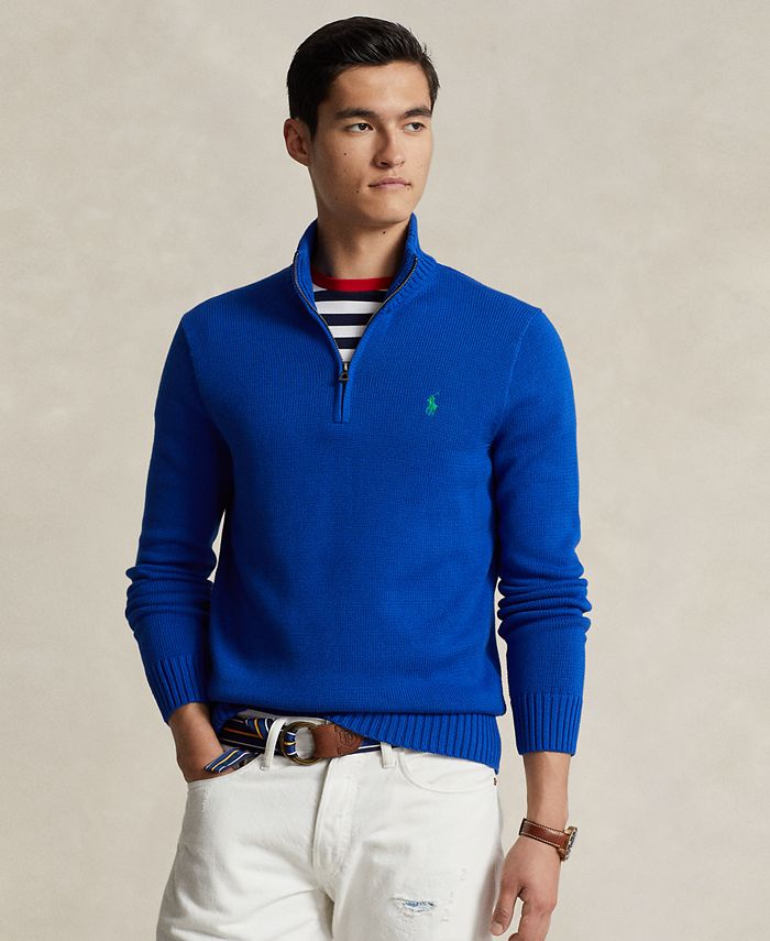 Polo Ralph Lauren Men's Cotton Quarter-Zip Sweater - Macy's