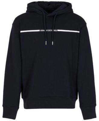 A|X Armani Exchange - Men's French Terry Skinny Stripe Logo Drawstring Hoodie