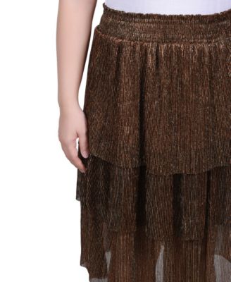 Petite Tiered Mesh Plisse Skirt