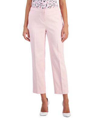Kasper - Women's Hampton Textured Straight-Leg Elastic-Waist Ankle Pants