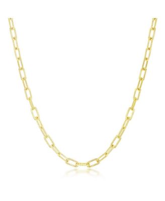 Sterling Silver or Gold Plated Over Sterling Silver polished Rope Design Paperclip Necklace