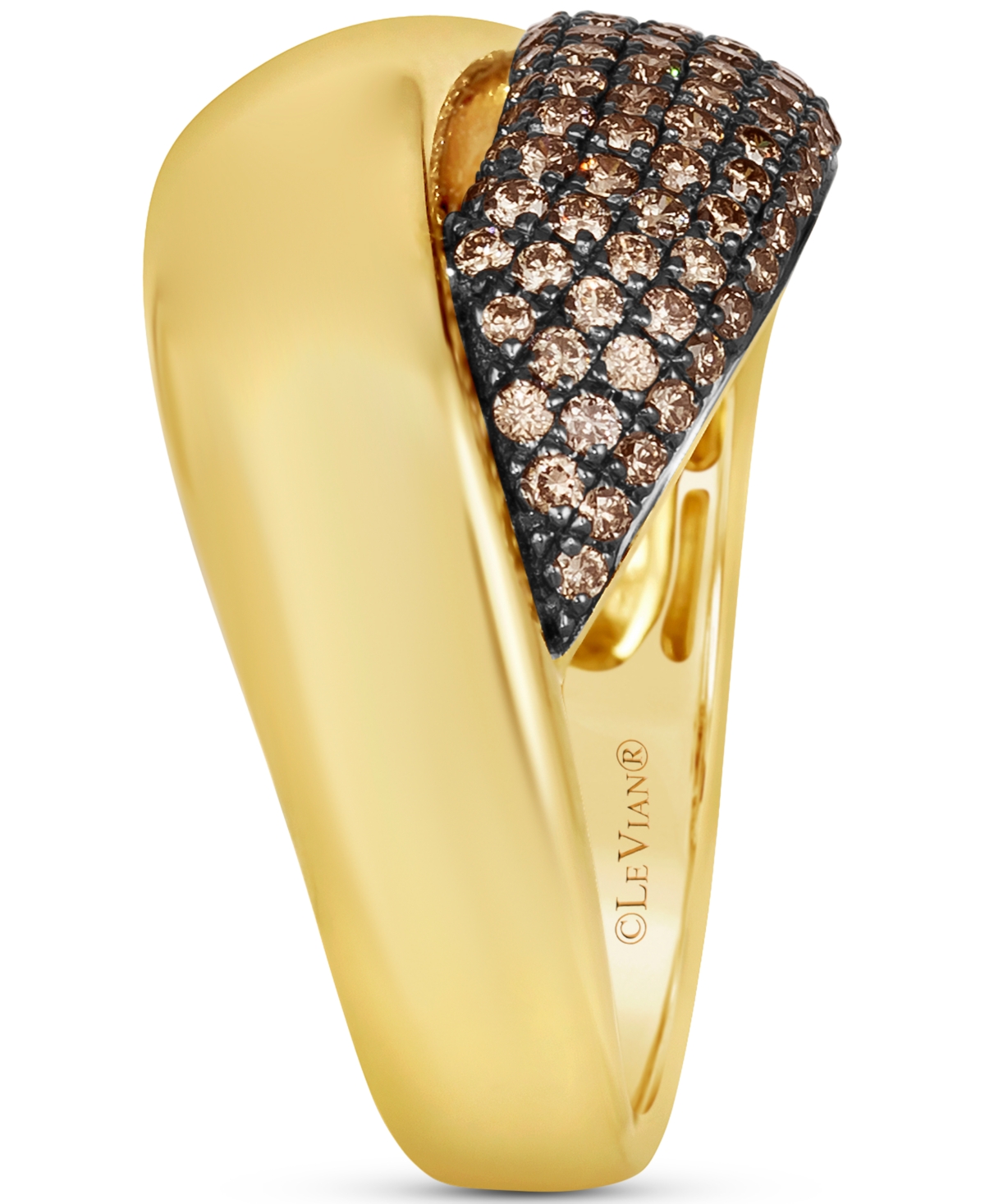 Le Vian Chocolatier Chocolate Diamond Crossover Statement Ring (3/4 ct. t.w.) in 14k Gold - 14K Honey Gold Ring
