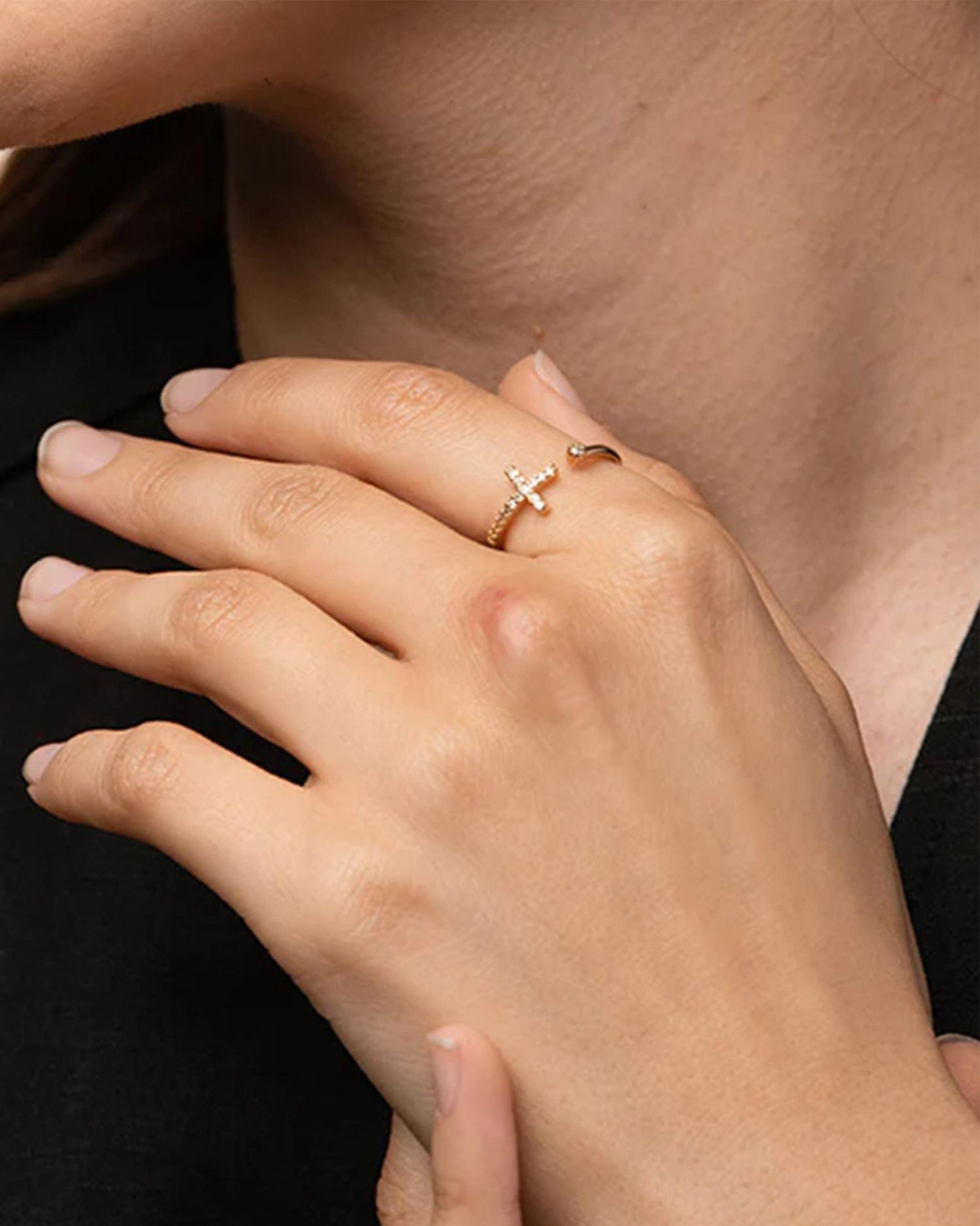 14k Gold Plated Cross Ring Faith Jewelry Dainty Trendy Everyday