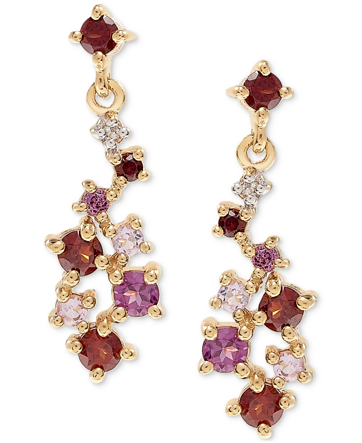 Multi-Gemstone Cluster Drop Earrings (5/8 ct. t.w.) in 14kPlated Sterling Silver - Gold