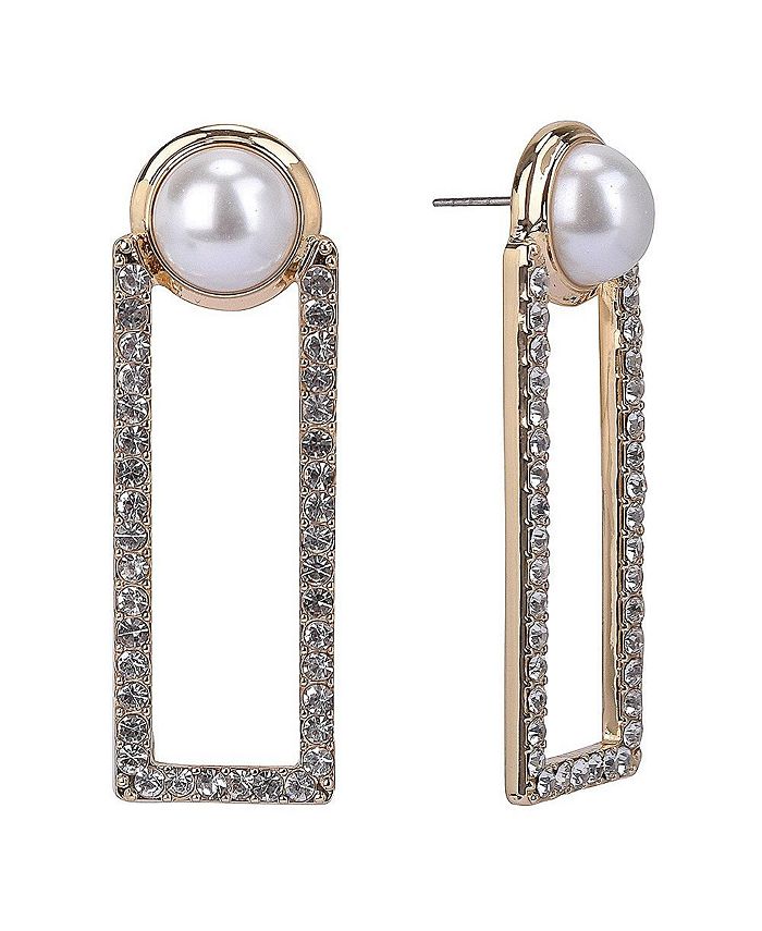 Laundry by Shelli Segal Pearl and Stone Rectangle Drop Earrings Macy's