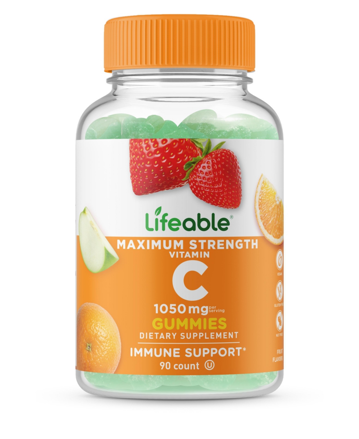 Vitamin C 1,050 mg Gummies - Immune System - Great Tasting Natural Flavor, Dietary Supplement Vitamins - 90 Gummies - Open Miscellaneous