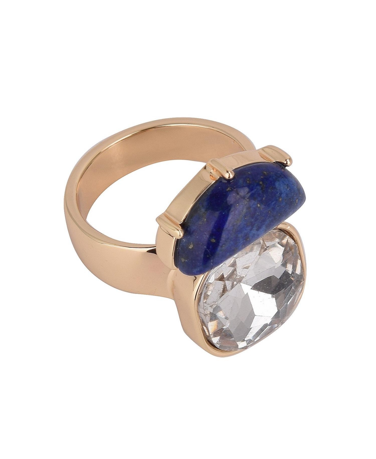 Gold Tone Crystal Stone and Semi-Precious Stone Cocktail Ring - Blue