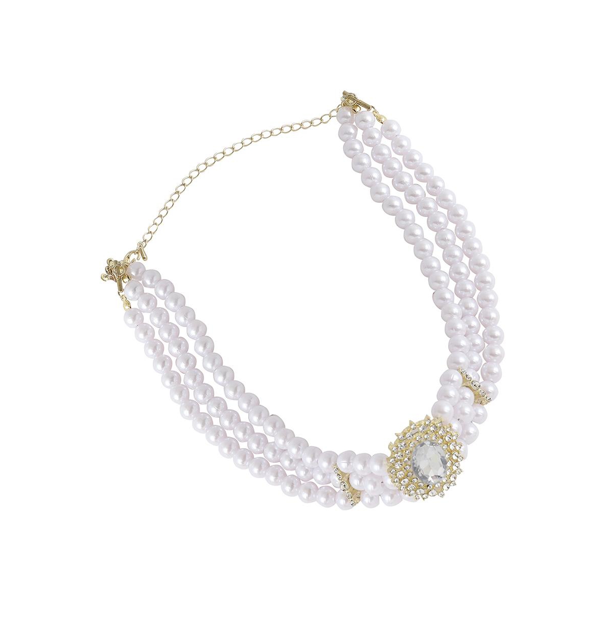 Women's White Pearl Cluster Necklace - White