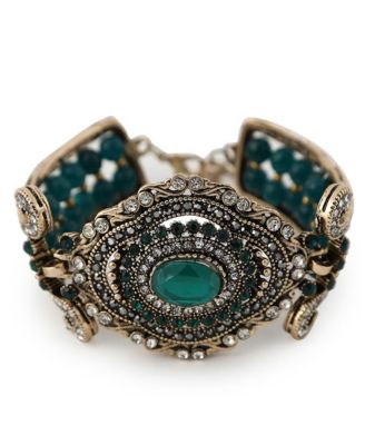 Women's Green  Embellished Ethnic Statement Bracelet