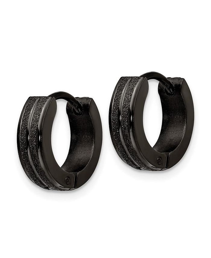 Chisel Stainless Steel Polished Black plated Hinged Hoop Earrings Macy's