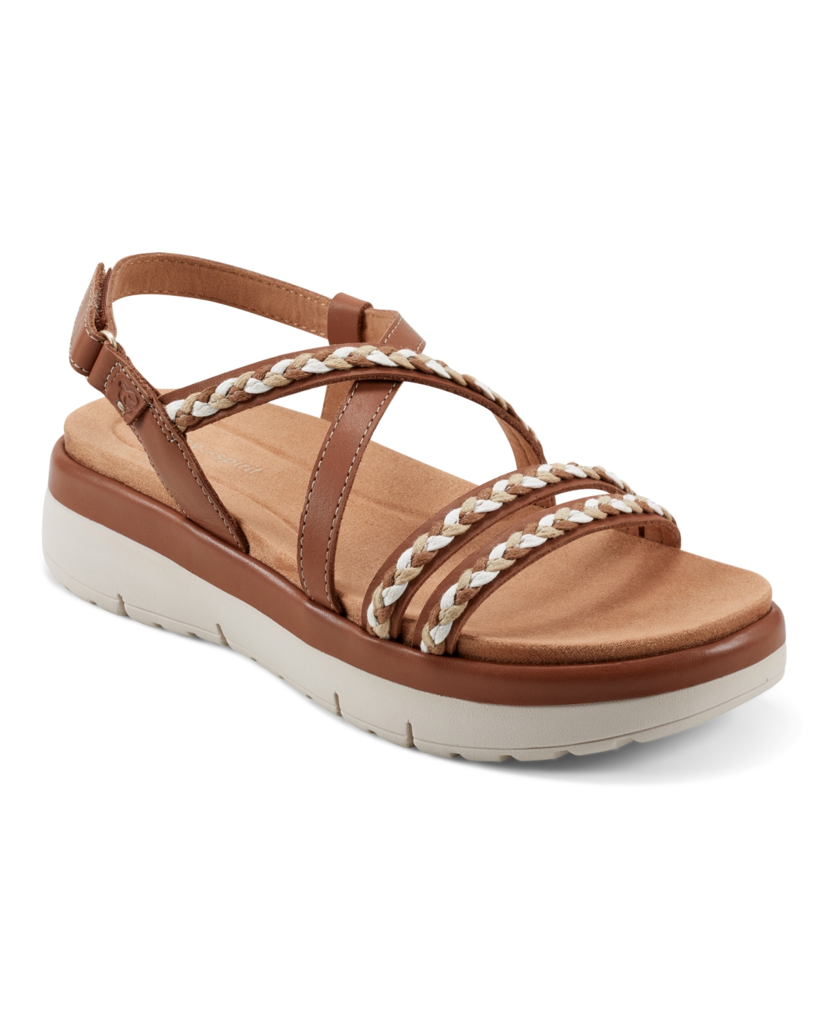 Shop Easy Spirit Women's Ivani Round Toe Strappy Platform Sandals In Brown Leather