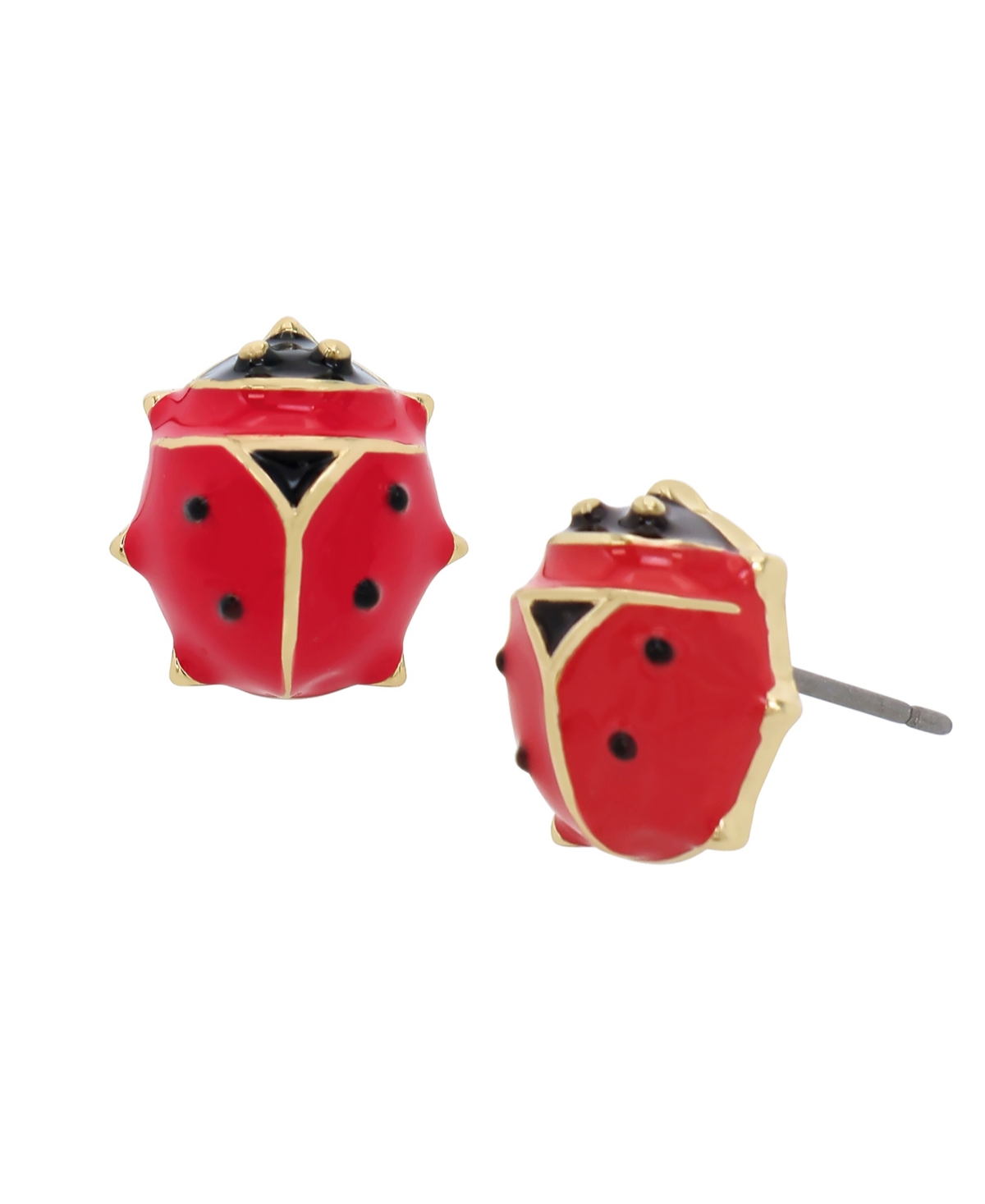 Red Ladybug Stud Earrings - Red, Gold