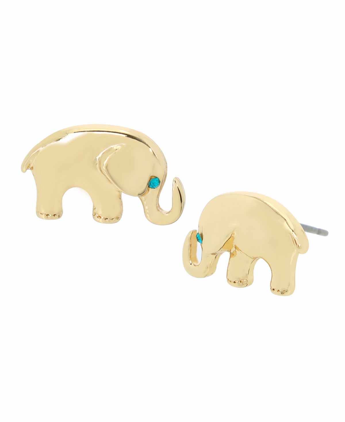 Betsey Johnson Faux Stone Elephant Stud Earrings In Blue,gold