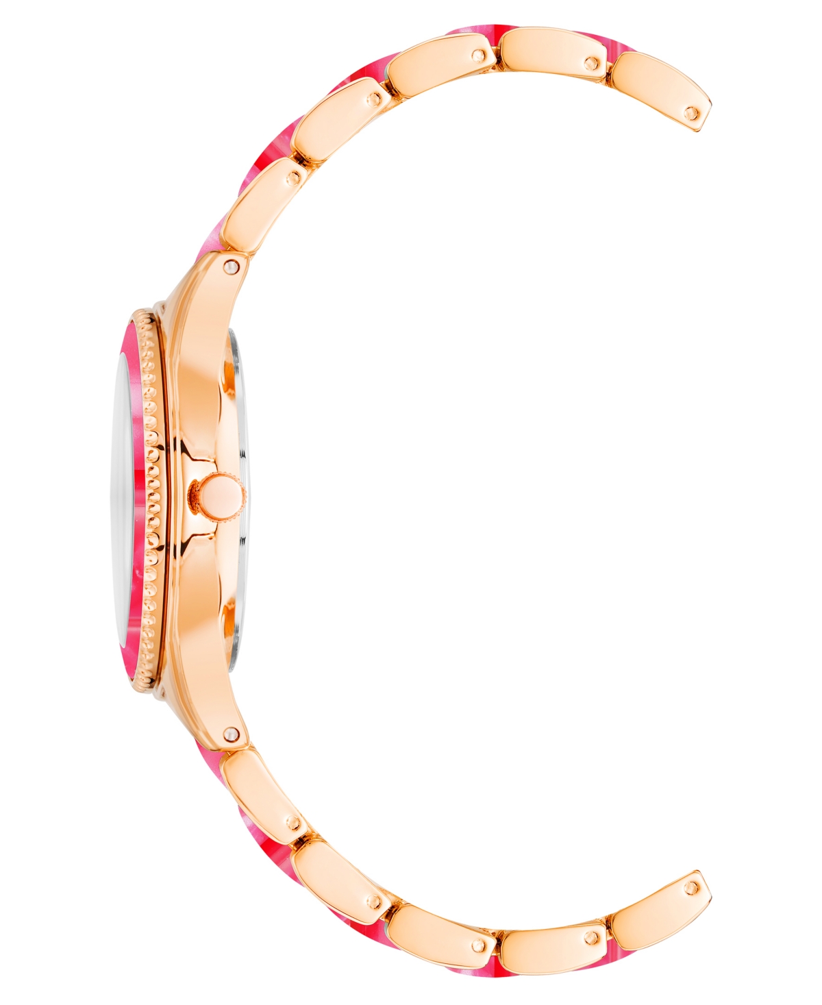 Anne Klein Women's Quartz Rose Gold-tone Alloy And Hot Pink Acetate Watch, 37.5mm In Pink
