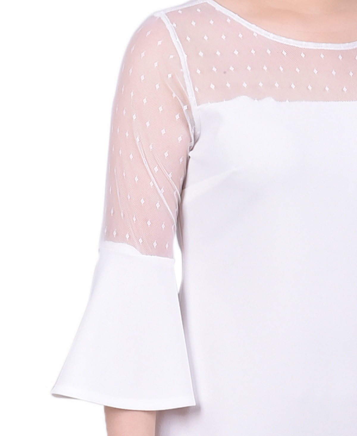 Ny Collection Women's Illusion Neck Scuba Dress In Ivory