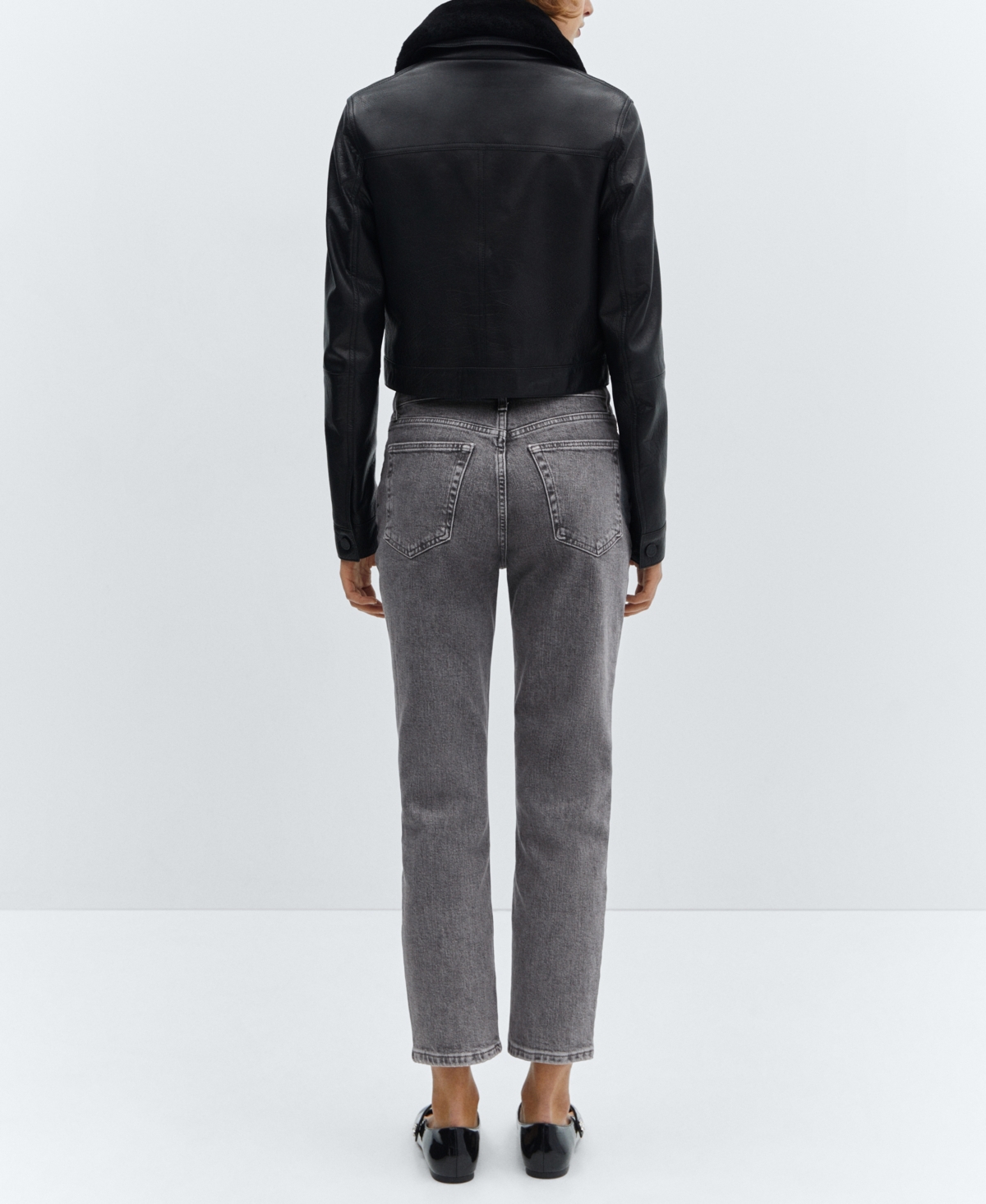 Shop Mango Women's Slim Cropped Jeans In Open Gray