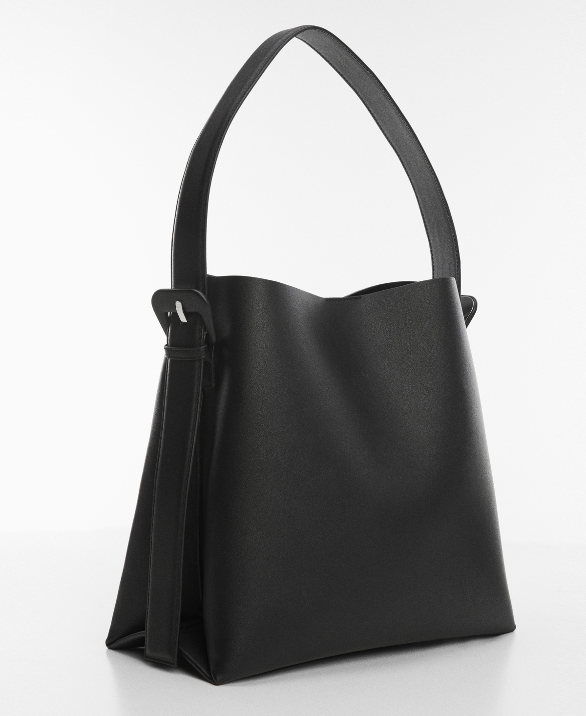 Shop Mango Women's Buckle Detail Shopper Bag In Black