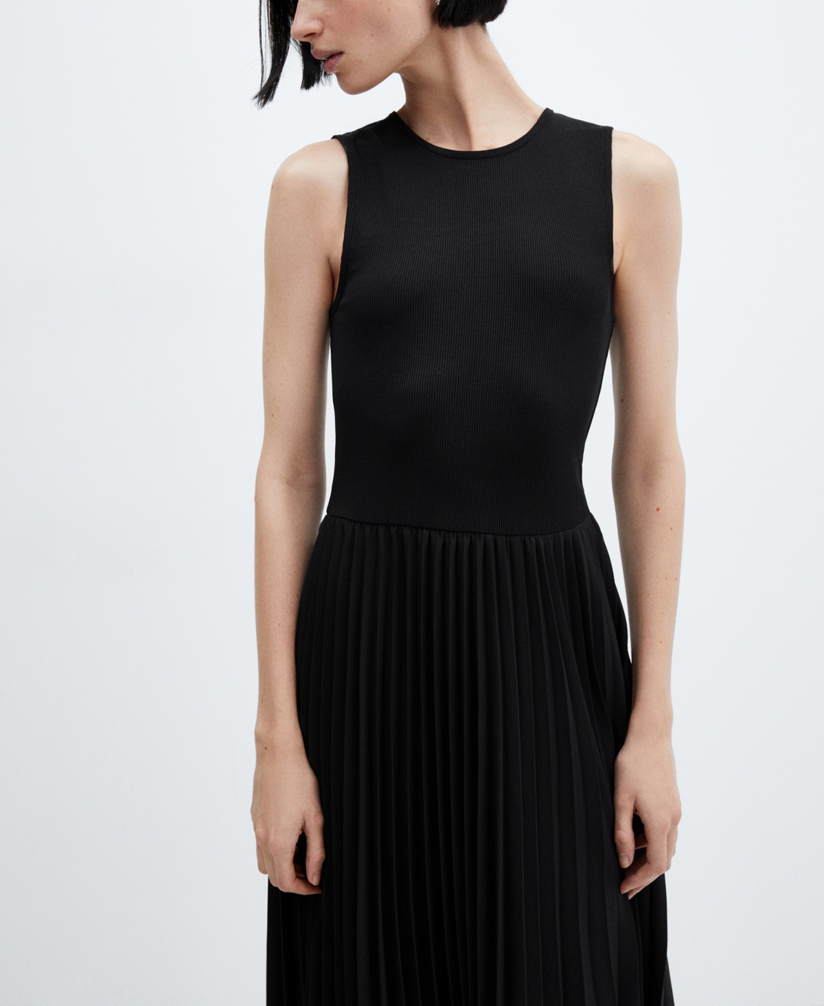 Shop Mango Women's Asymmetrical Pleated Dress In Black
