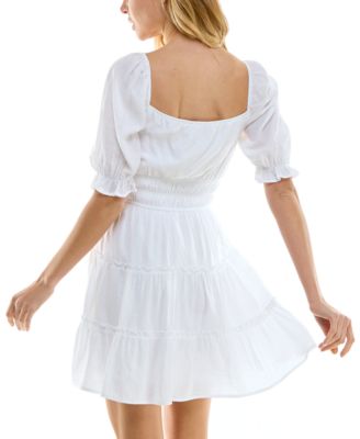 Juniors' Tiered Fit & Flare Lined Dress