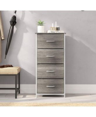 Marley 4 Drawer Storage Dresser With Cast Iron Frame, Wood Top And Easy Pull Engineered Wood Drawers With Wooden Handles