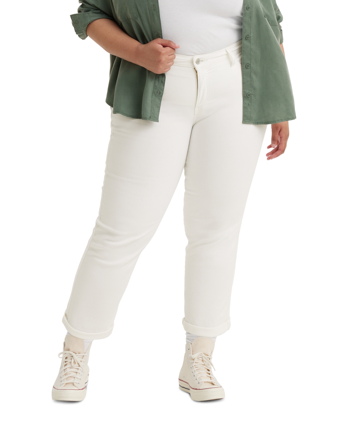 Levi's Trendy Plus Size Boyfriend Jeans In Simply White