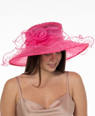 Bellissima Millinery Collection - Women's Dot Organza Wide Brim Dressy Hat